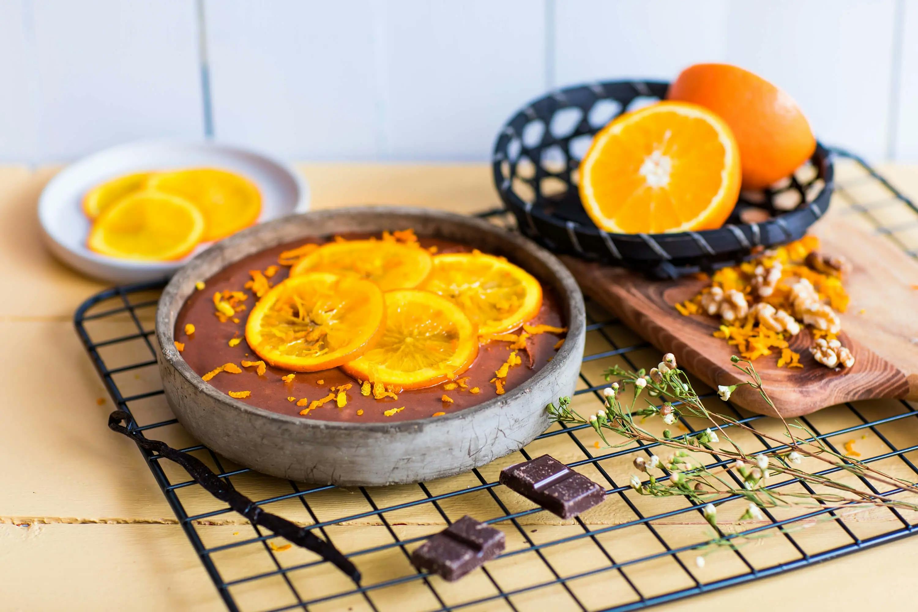 Stekefri sjokoladekake med nøtter og appelsin